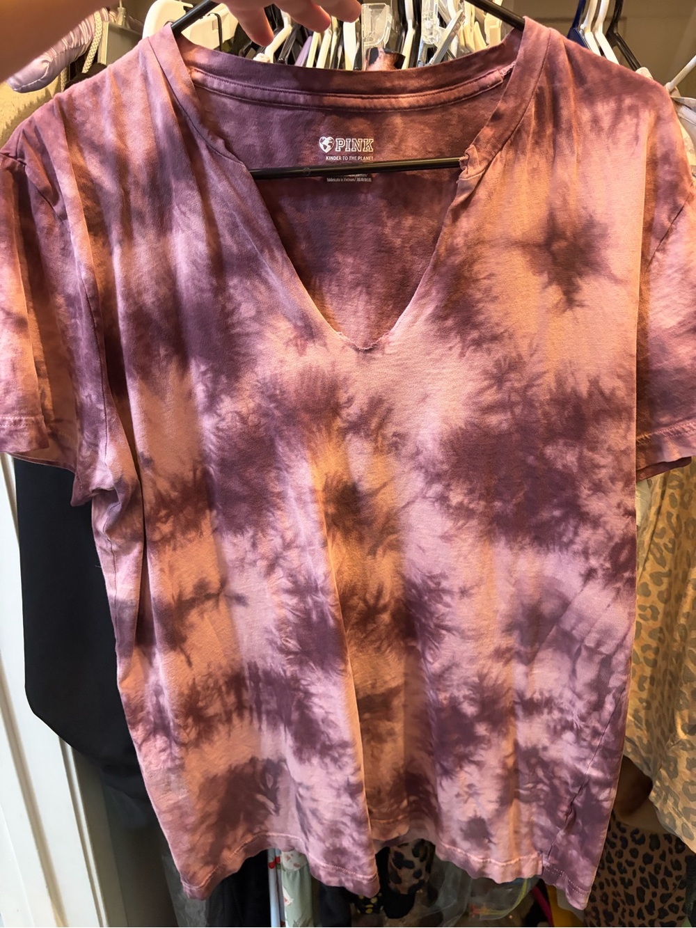 Victoria secret pink tie dye v neck shirt medium